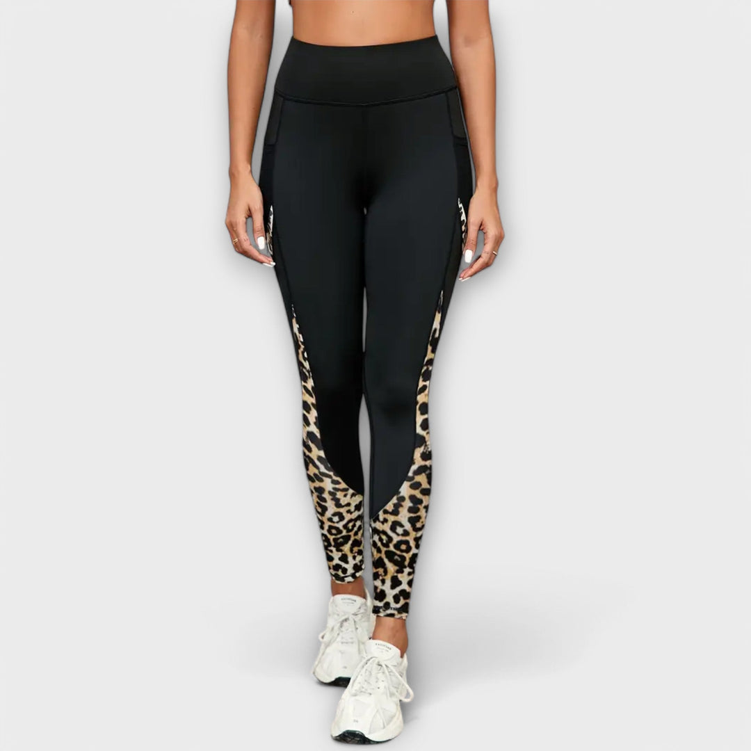 Hlače za trening s visokim strukom i leopard uzorkom