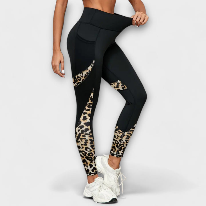 Hlače za trening s visokim strukom i leopard uzorkom