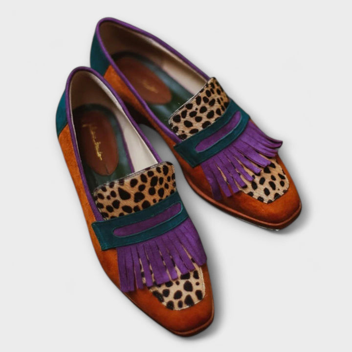 Elena - Smeđe mokasinke s leopard uzorkom