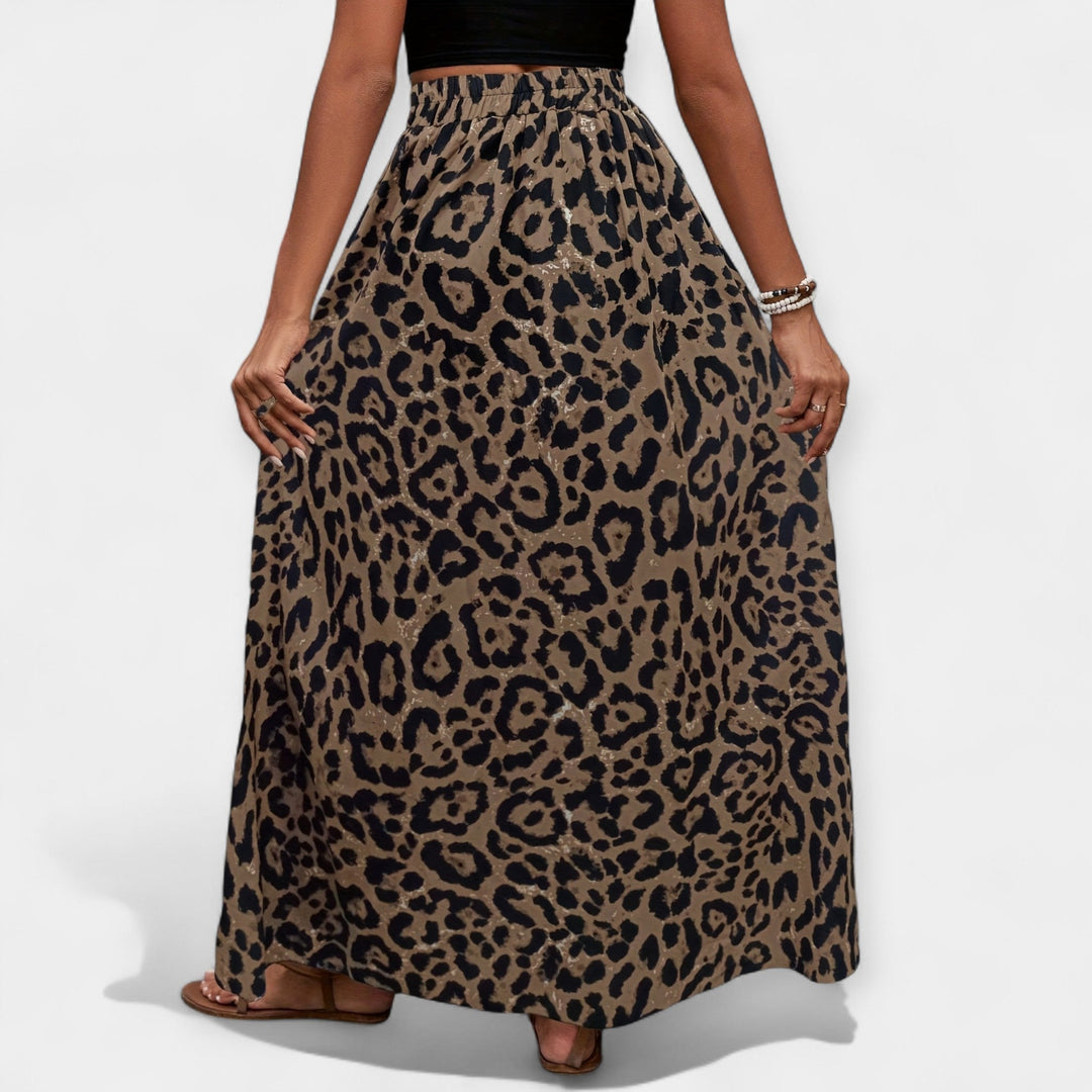 Midi suknja s printom leoparda