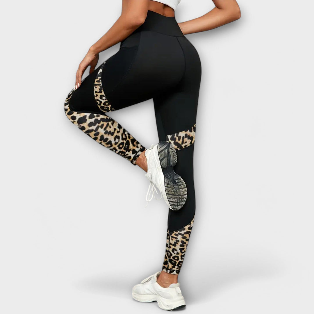 Hlače za trening s visokim strukom i leopard uzorkom