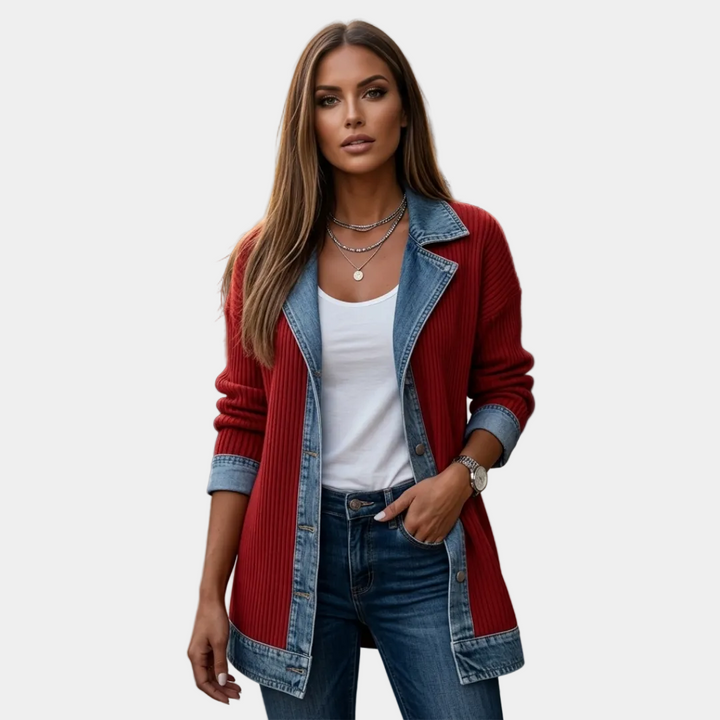 Andreea - Jakna od pletiva i trapera