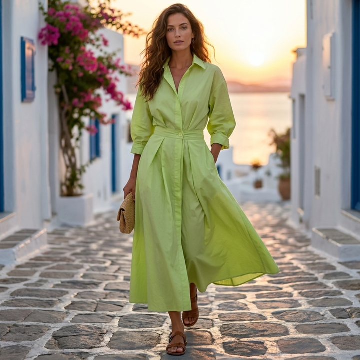 Lana - Elegantna pamučna haljina s ovratnikom
