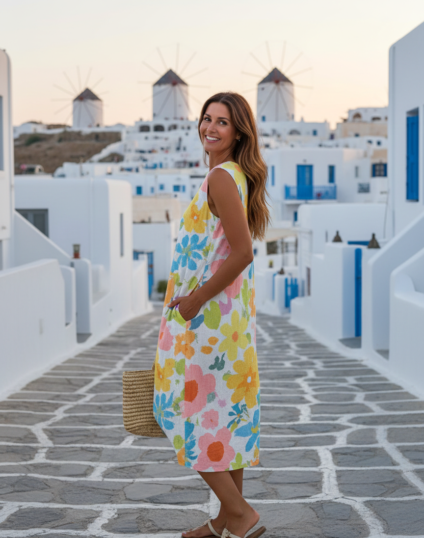 Lena | Pastelna Cvjetna Midi Haljina