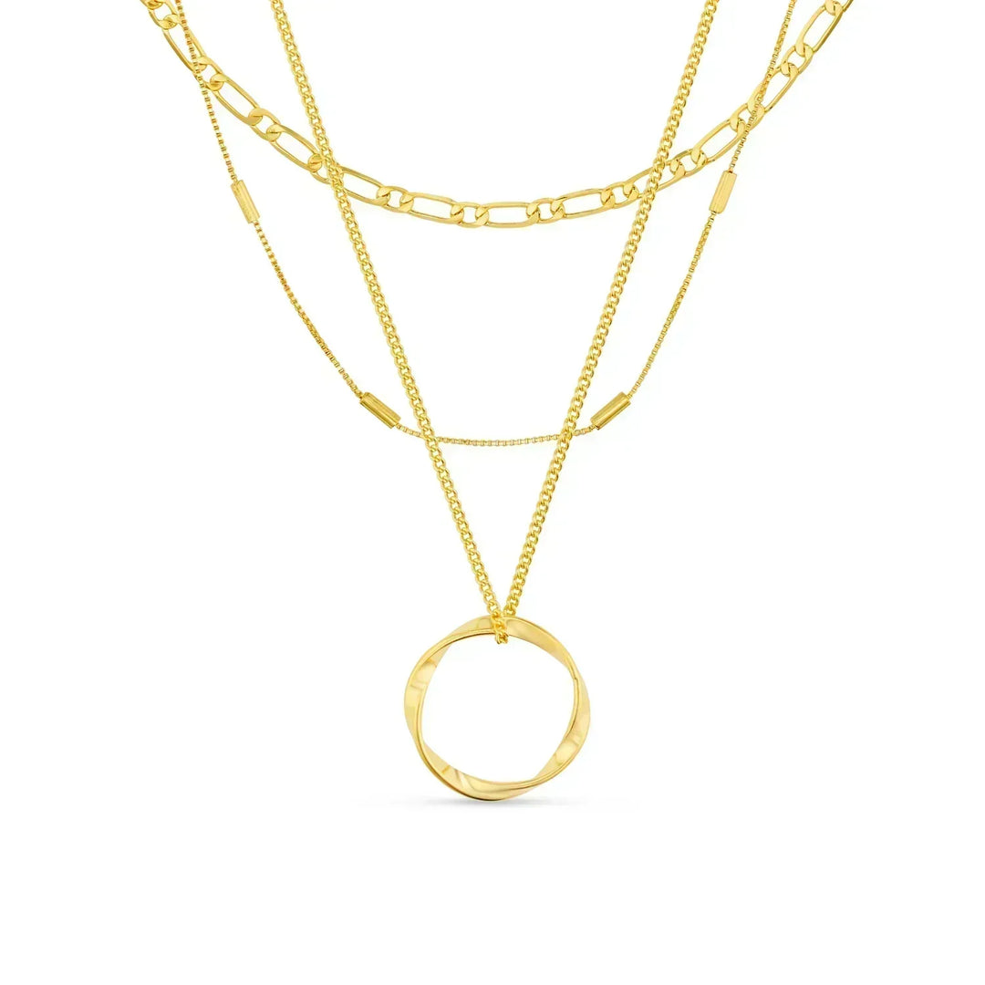 Aura - Set Slojevitih Ogrlica Golden Circle