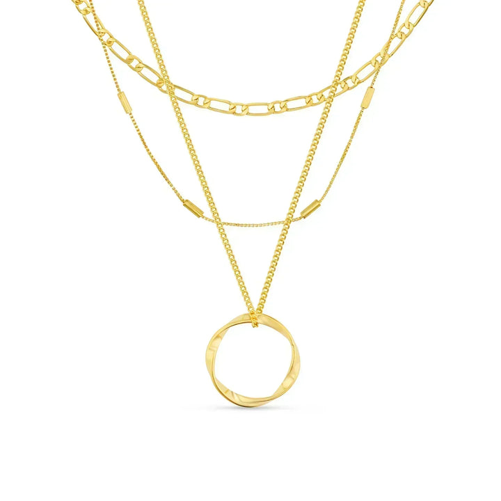 Aura - Set Slojevitih Ogrlica Golden Circle