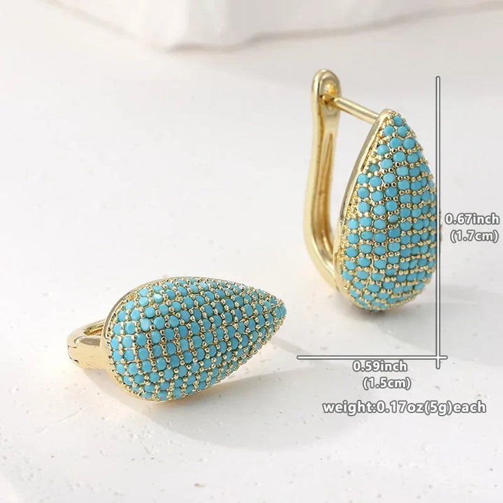 Naušnice Droppformade Turkos Pavé