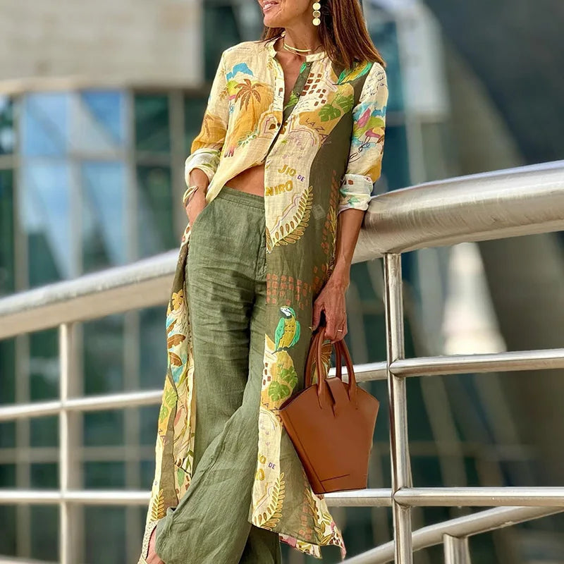 Miréliane – Elegantan ženski set od lana i satena, crveni ili crni