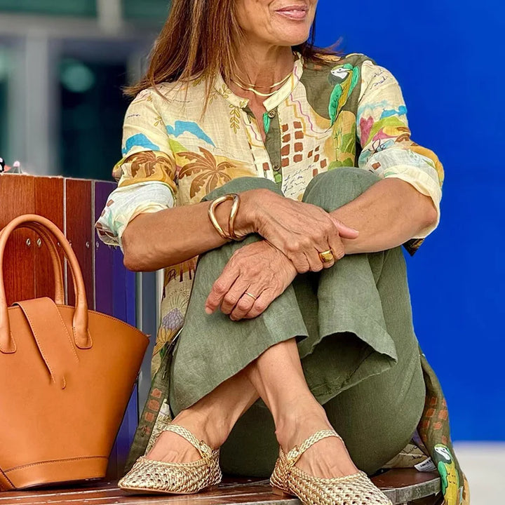 Miréliane – Elegantan ženski set od lana i satena, crveni ili crni
