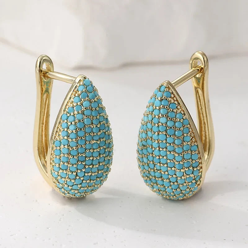 Naušnice Droppformade Turkos Pavé