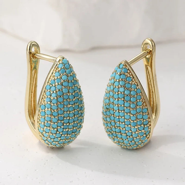 Naušnice Droppformade Turkos Pavé