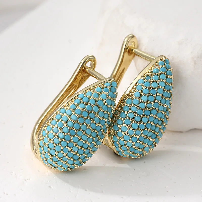Naušnice Droppformade Turkos Pavé