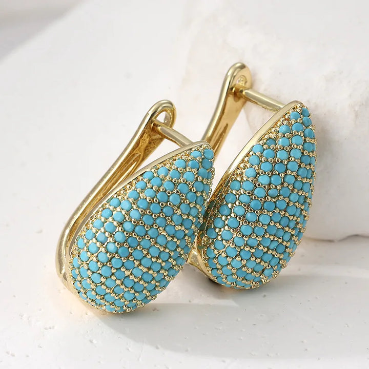 Naušnice Droppformade Turkos Pavé
