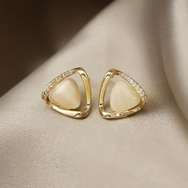 Elegantne Trokutaste Naušnice s Opalom i Kristalima