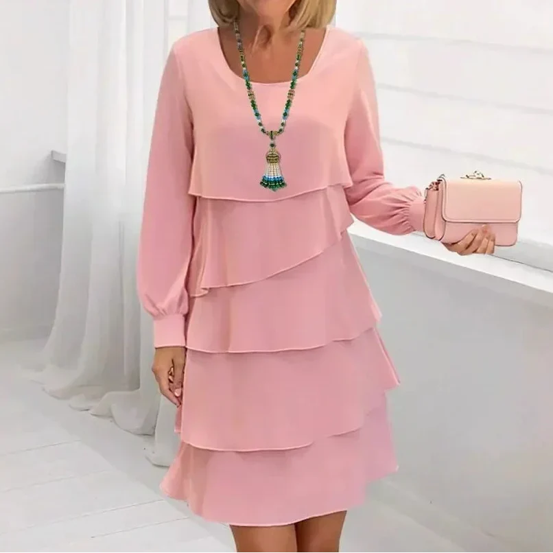 Margaret - Elegantna udobna haljina s volanima i dugim rukavima