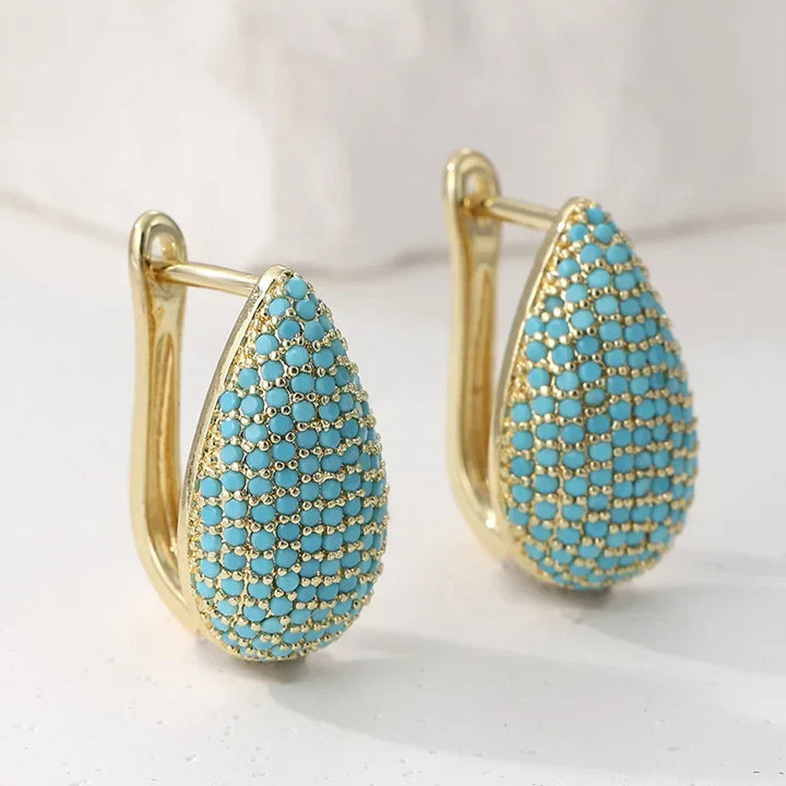 Naušnice Droppformade Turkos Pavé
