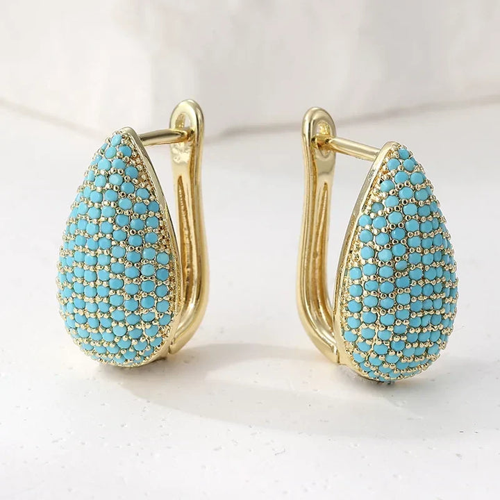 Naušnice Droppformade Turkos Pavé