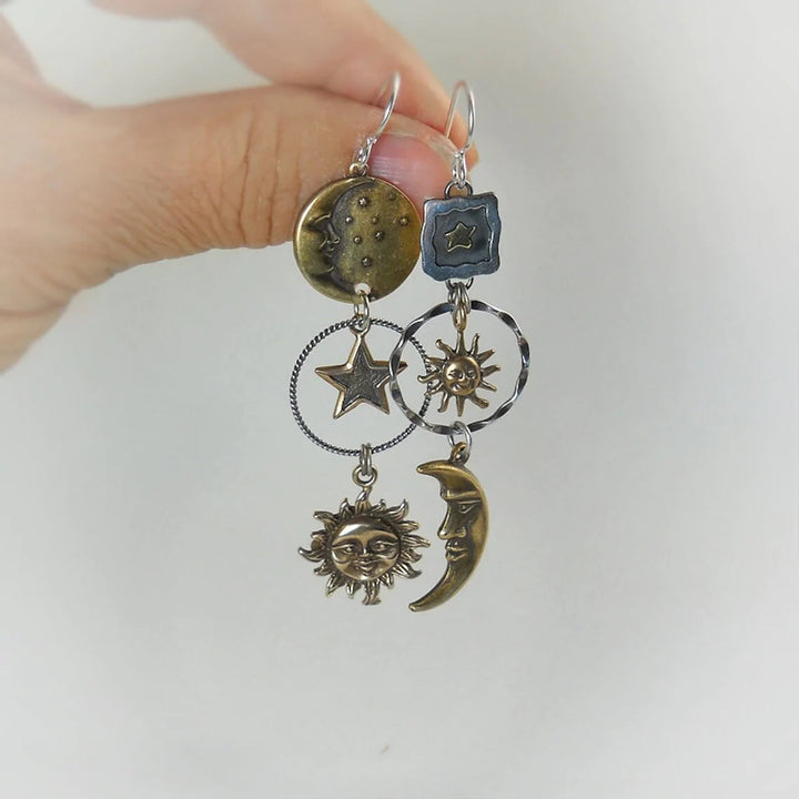 Naušnice s Privjeskom Sunce i Mjesec