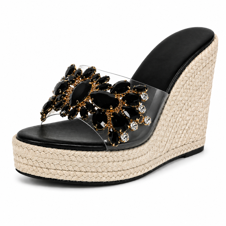 Isabella Sandale Wedge cu Cristale