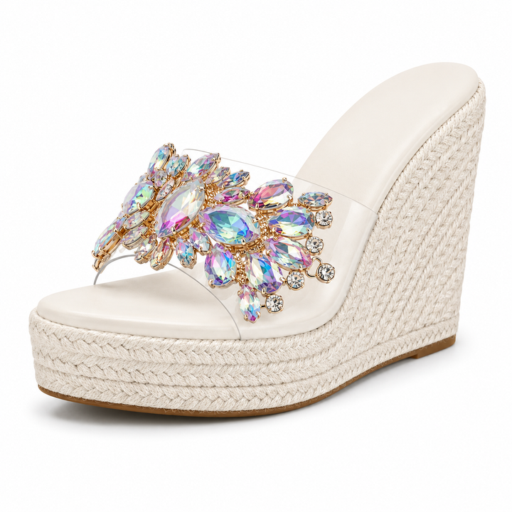Isabella Sandale Wedge cu Cristale