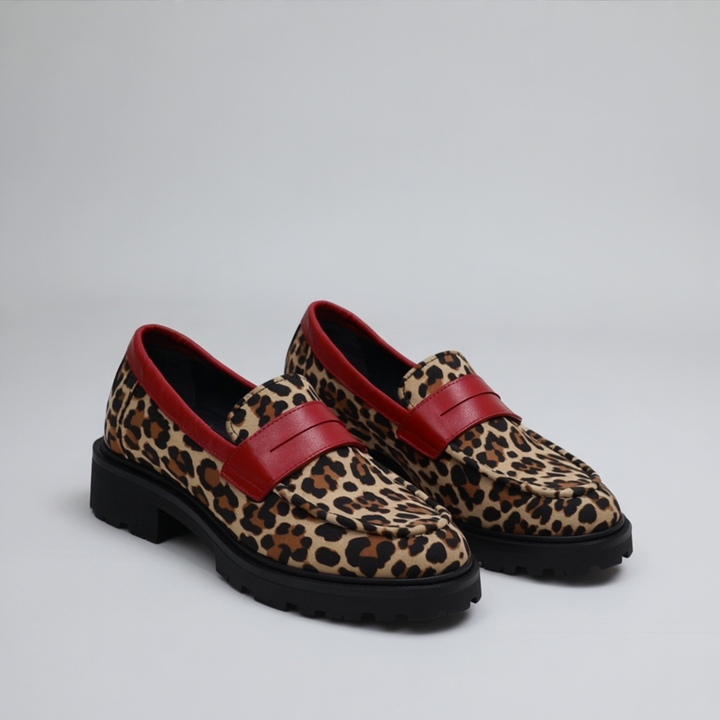 Marianna - Leopard mokasinke od sintetičke antilop kože s okruglim vrhom
