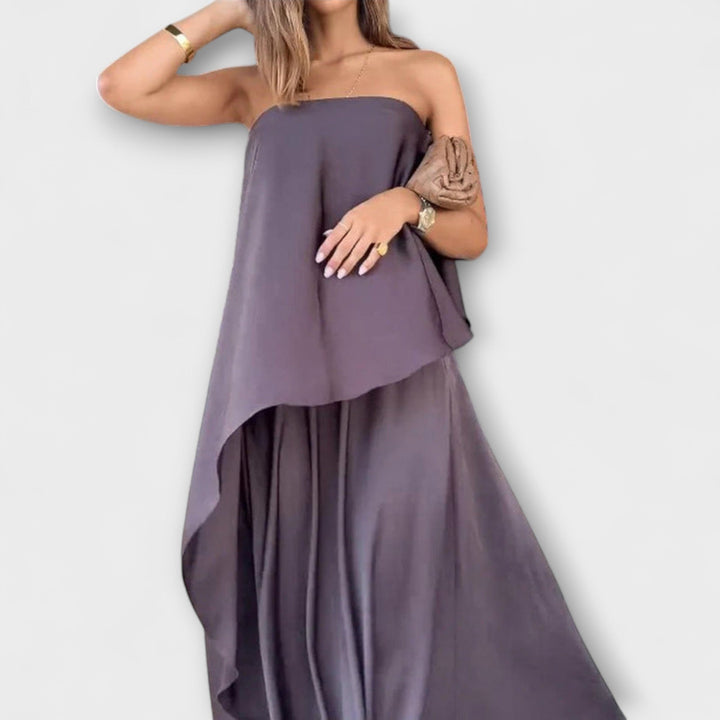 Ruby – Elegantan top bez naramenica i suknja