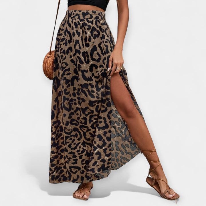 Midi suknja s printom leoparda