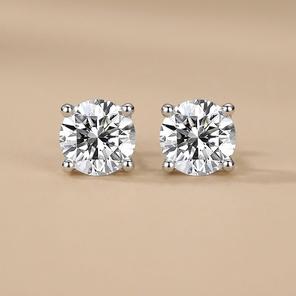 Aurora - Klasične solitaire naušnice od luksuzne moissanite