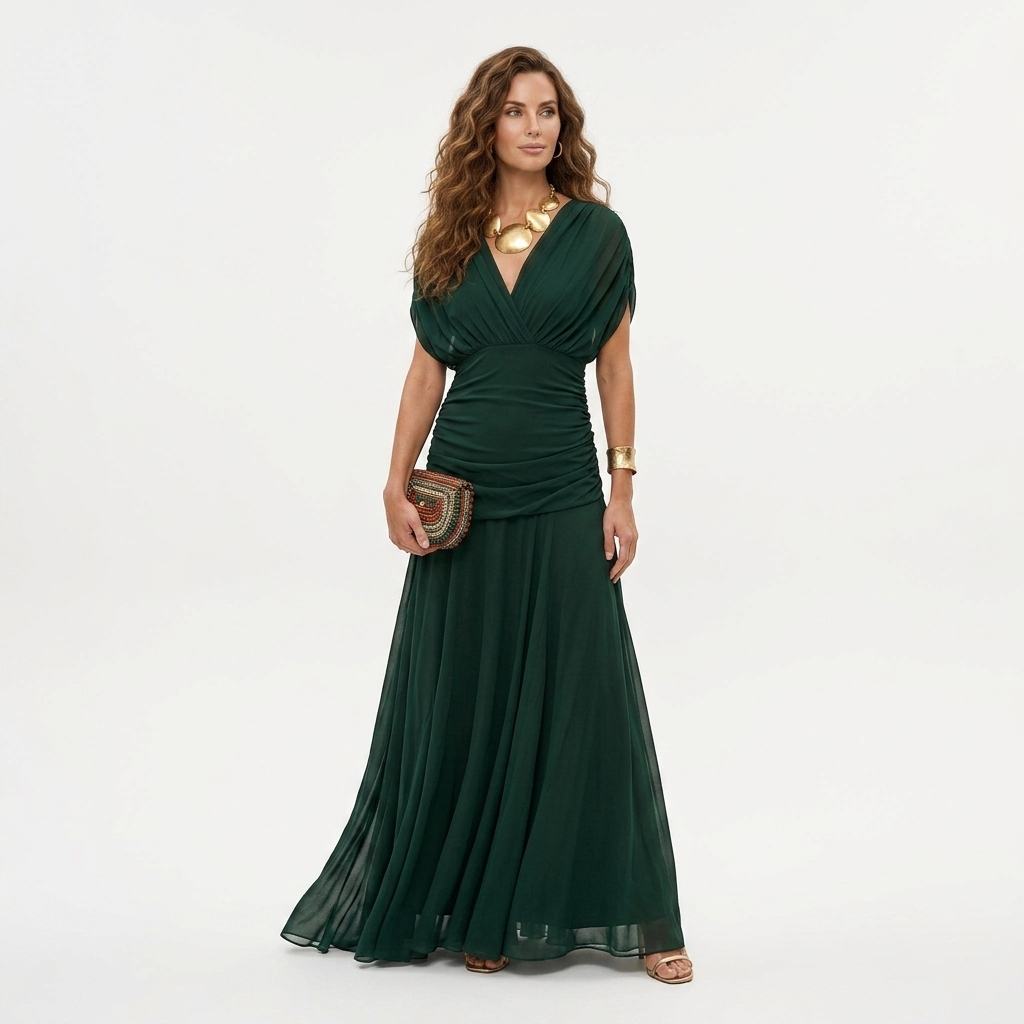 Xenia - Duga elegantna haljina s V izrezom