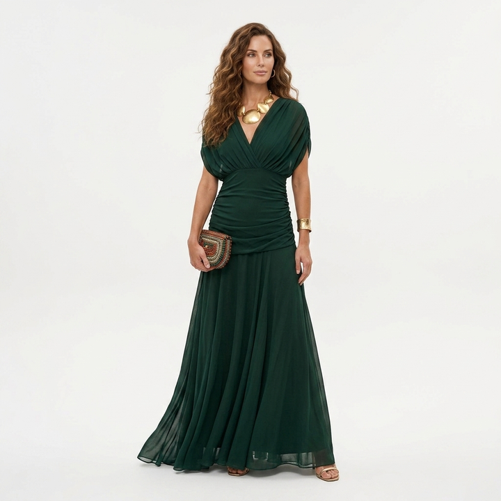 Xenia - Duga elegantna haljina s V izrezom